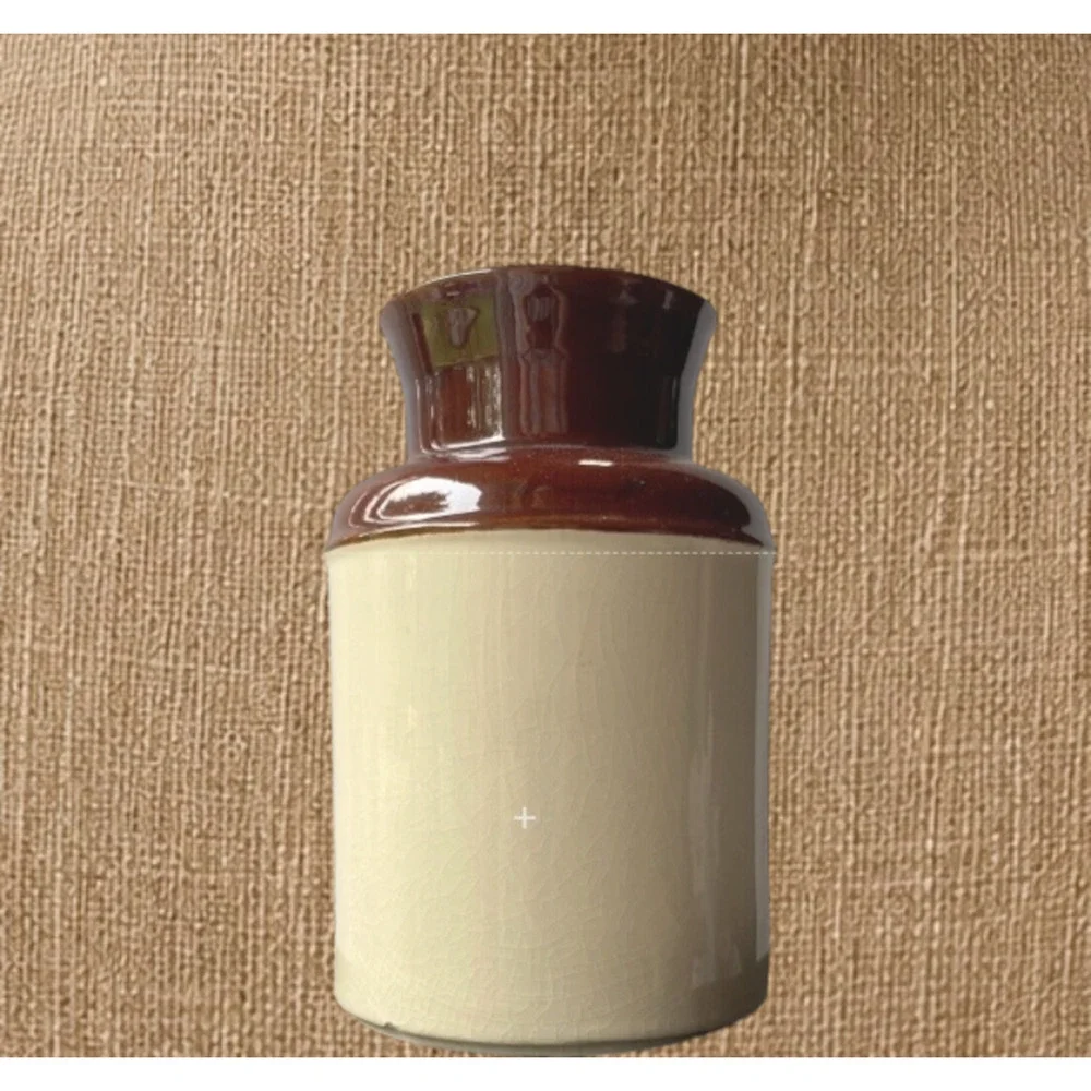 Vintage McCoy 253 Milk Can Canister Brown Cream Pottery Utensil Crock 1970s